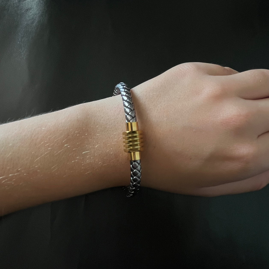 PULSERA PELLE METAL DUO