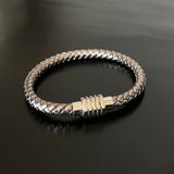 PULSERA PELLE METAL SILVER