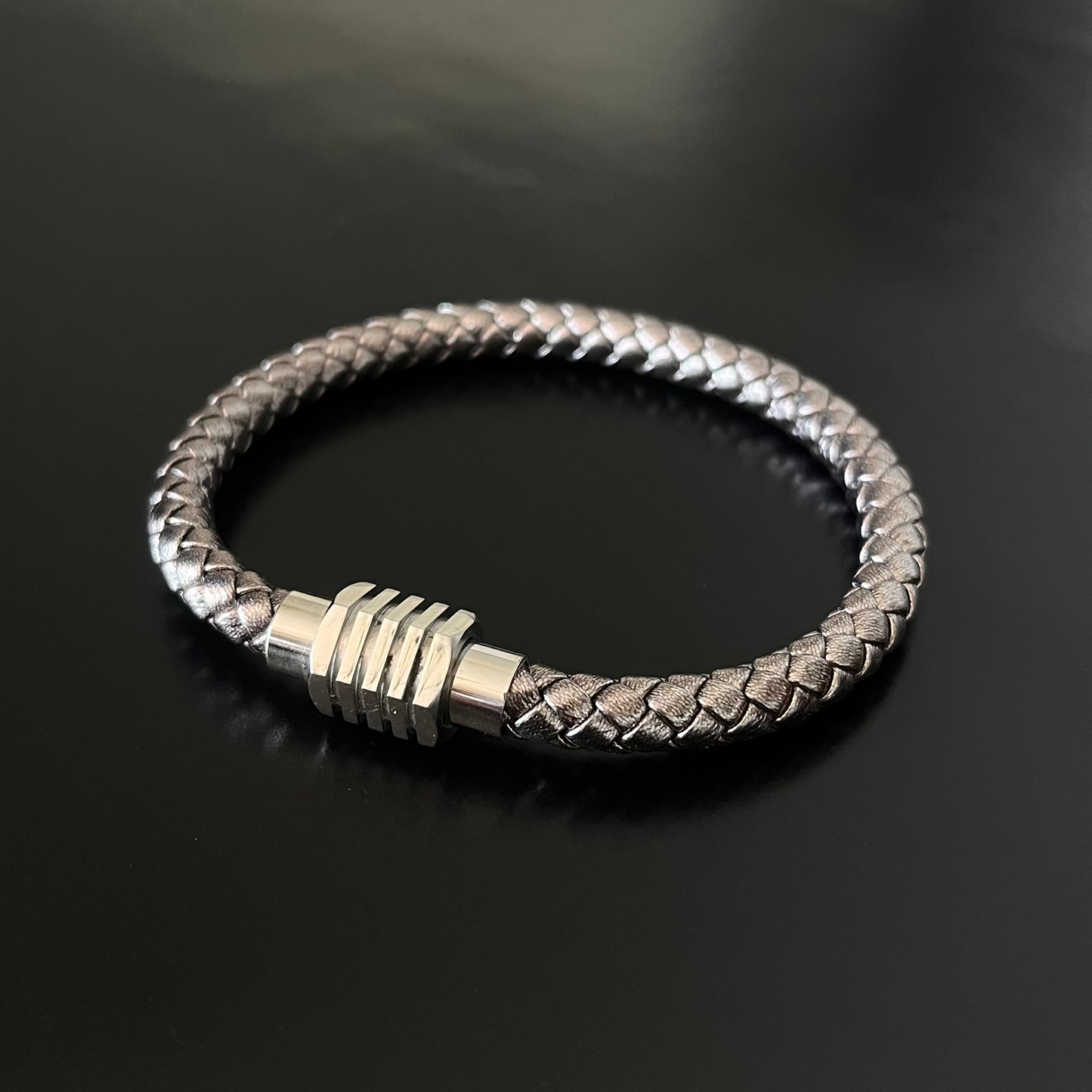 PULSERA PELLE METAL SILVER