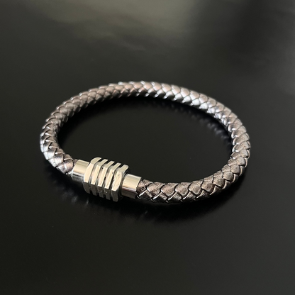 PULSERA PELLE METAL SILVER