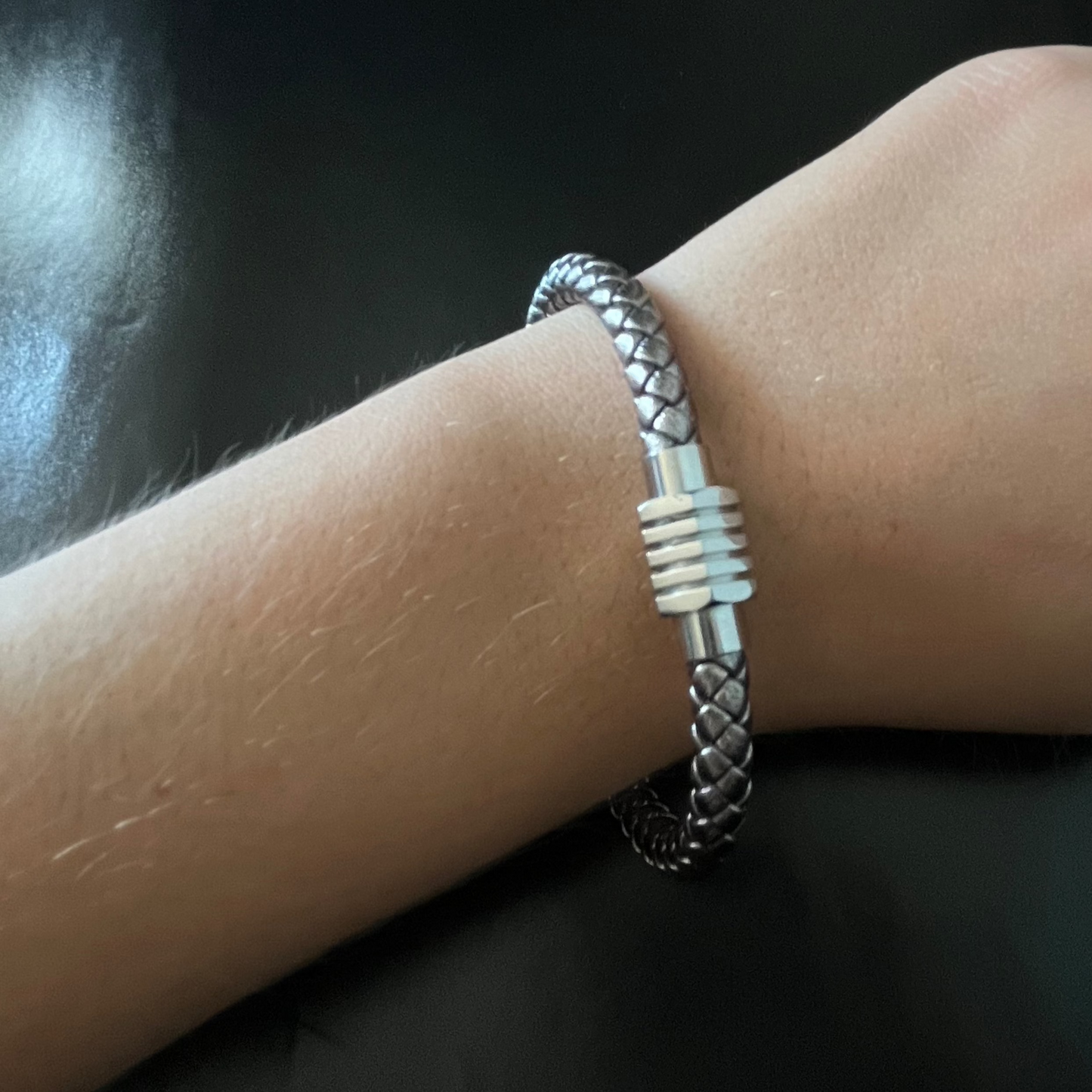 PULSERA PELLE METAL SILVER